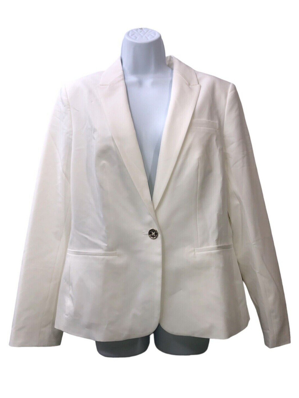 Tommy Hilfiger Women's Blazer Business Jacket Long Sleeve 12 Single-Button White